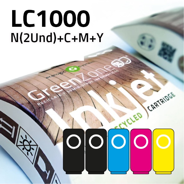 [EPGBCLC1000] Pack cartuchos Brother LC1000 | 2 negros + colores | Green Zone