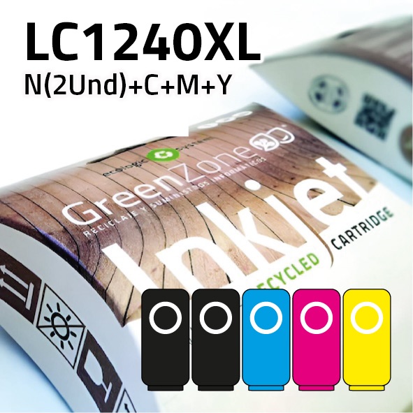 [EPGBCLC1240XL] Pack cartuchos Brother LC1240XL | LC1280XL | 2 negros + colores | alta capacidad | Green Zone