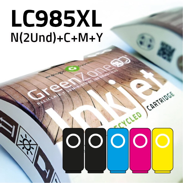 [EPGBCLC985XL] Pack cartuchos Brother LC985X | 2 negros + colores | Green Zone