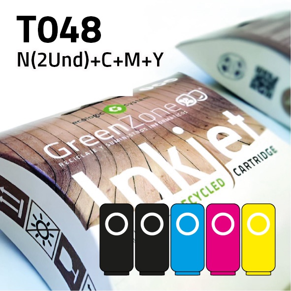 [EPGECT048] Pack cartuchos Epson T048 | 2 negros + colores | Green Zone