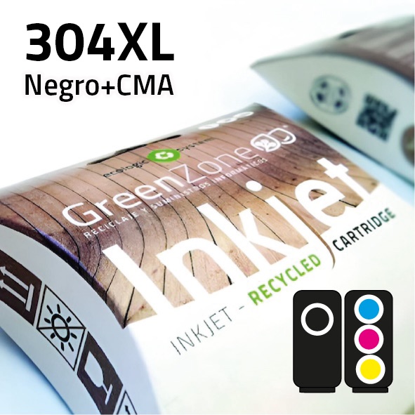 [EPGHC2X304XL] Pack cartuchos HP 304XL negro + color | alta capacidad | Green Zone