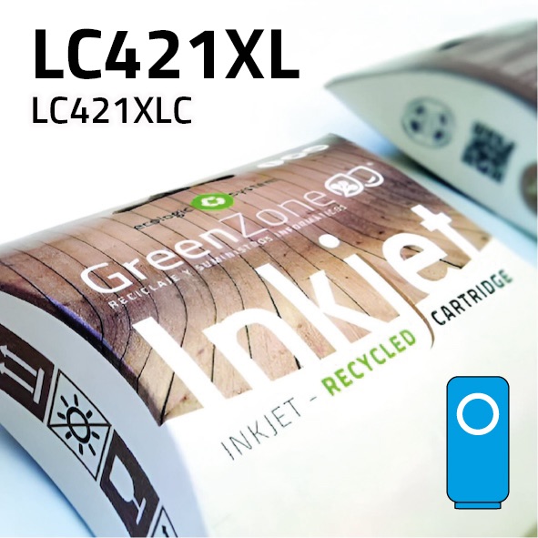 Cartucho Brother LC421XL cian | 500 páginas | Green Zone