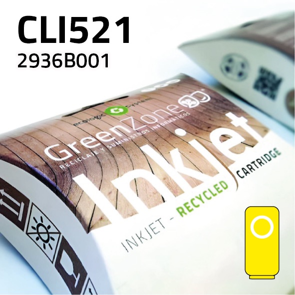 Cartucho Canon CLI521 amarillo | 10,5 ml | Green Zone