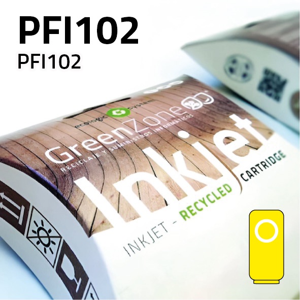 Cartucho Canon PFI102 amarillo | 130 ml | Green Zone