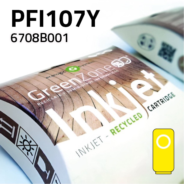 Cartucho Canon PFI107Y amarillo | 130 ml | Green Zone