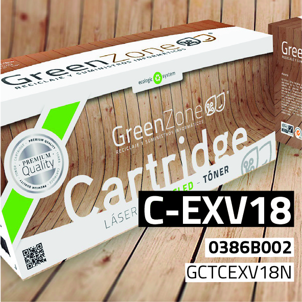 Tóner Canon (C-EXV18) 0386B002 negro | 8.400 páginas | Green Zone