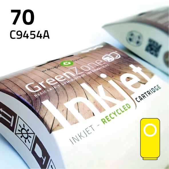 Cartucho HP C9454A (70) amarillo | 130 ml | Green Zone