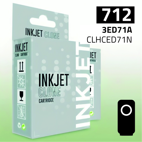 Cartucho HP 3ED71A (712) negro | 80 ml | compatible