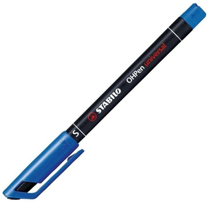 Stabilo OHPen Rotulador Permanente - Punta Superfina - Trazo de 0.4mm - Agarre Antideslizante - Tapon Ventilado - Color Azul 