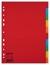 Esselte Separadores Scarton A4 10 Pestañas 5 Colores Gramaje 150Grs sin Caratula Indice - Multicolor Materia Lcarton - Tamaño A4 - Multitaladro - 10 Pestañas 5 Colores - Presentacion en Bolsa Individual 