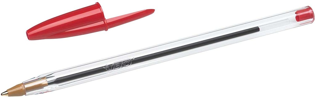 Bic Cristal Original Boligrafo de bola - Punta redonda de 1.0mm - Trazo 0.4mm - Tinta con Base de Aceite - Color Rojo 